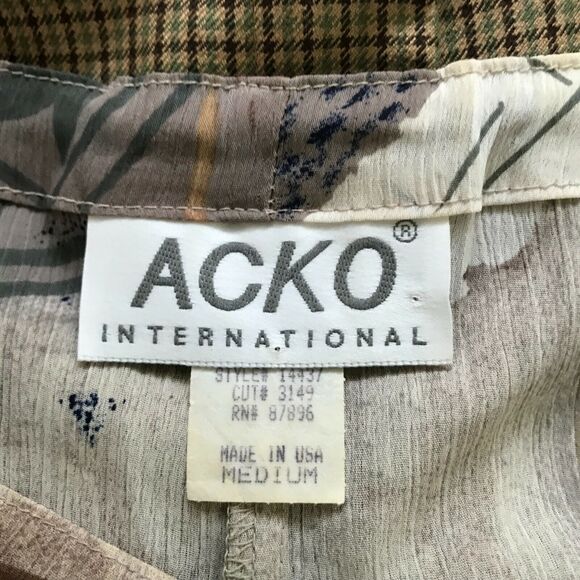 Acko International Pants Womens Sz M Tan‎ Gray Printed Flowy Drawstring Lounge - Picture 3 of 8